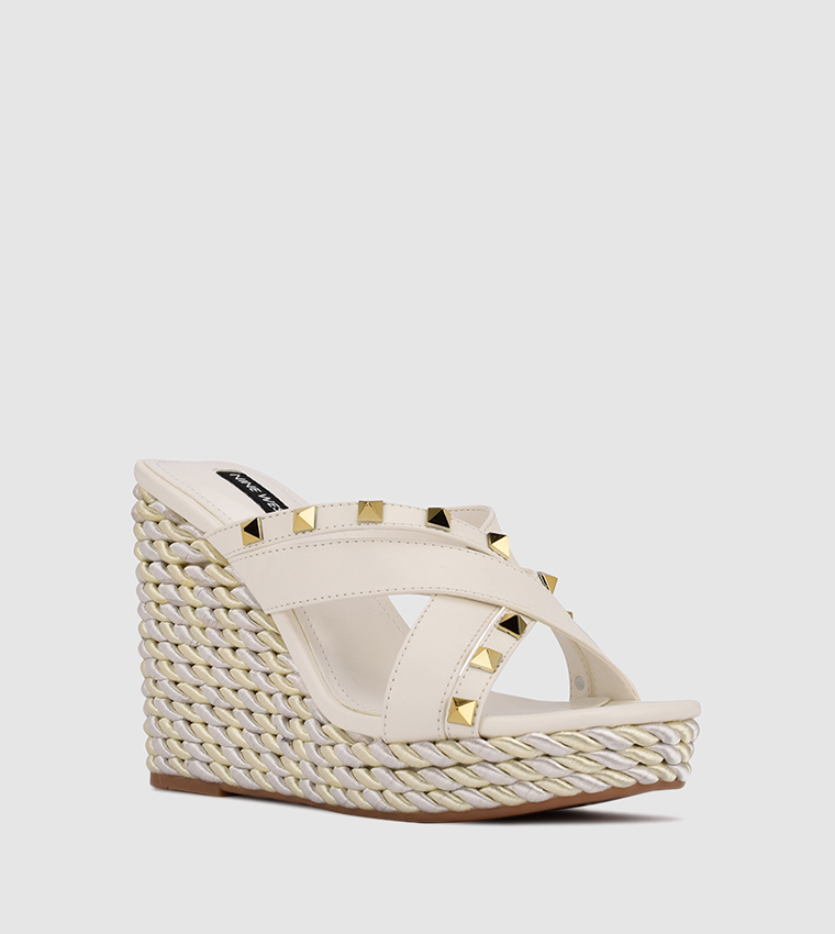 White studded wedges hotsell