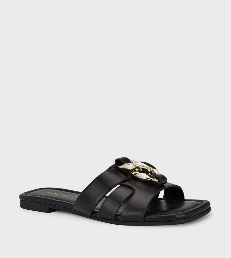 QUANA Metal Accent Flat Sandals