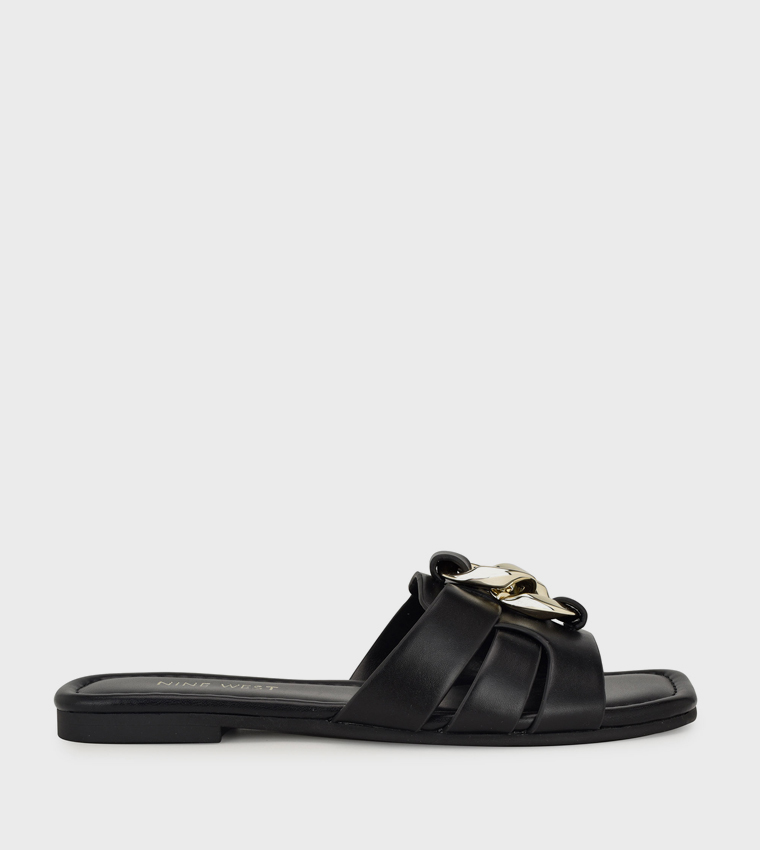 QUANA Metal Accent Flat Sandals