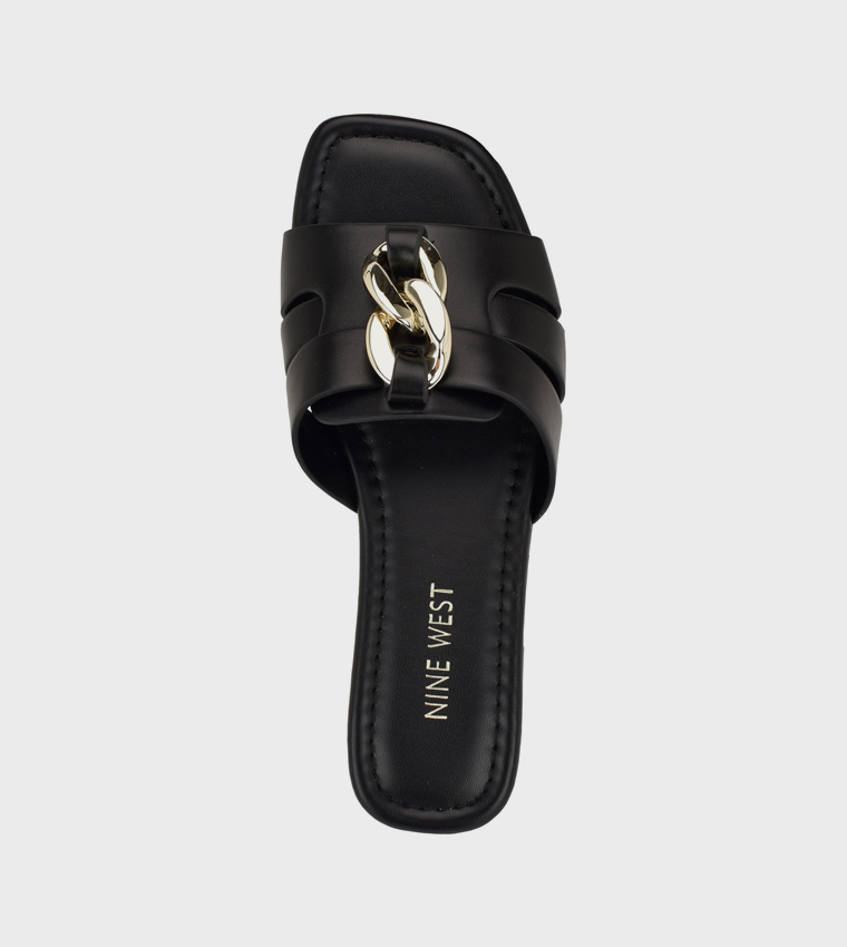 QUANA Metal Accent Flat Sandals
