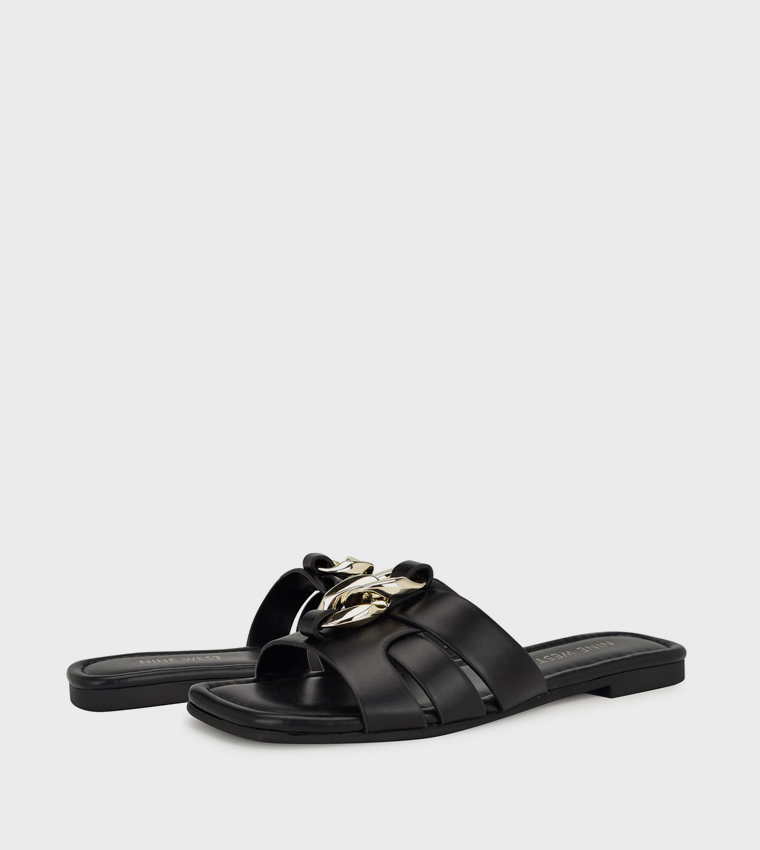 QUANA Metal Accent Flat Sandals