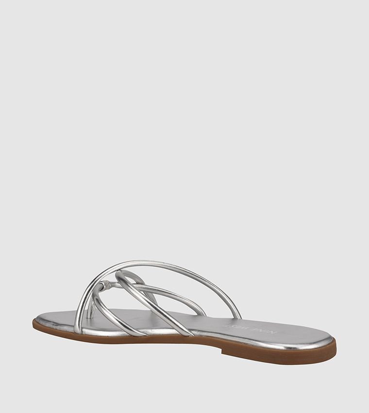 Buy Nine West Flat Toe Flat Sandals Silver In Silver | 6thStreet UAE