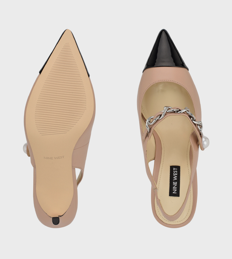 RENDEZ Cap Toe Slingback Pumps