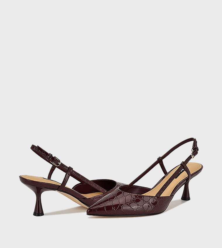 RHONDA Textured Slingback Pumps