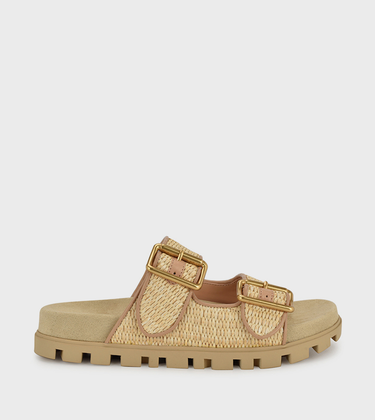 TIMMA Straw Buckle Detail Comfort Sandals