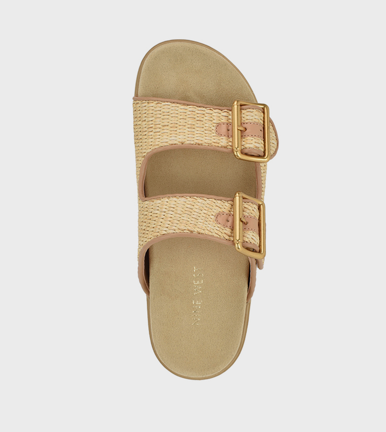 TIMMA Straw Buckle Detail Comfort Sandals