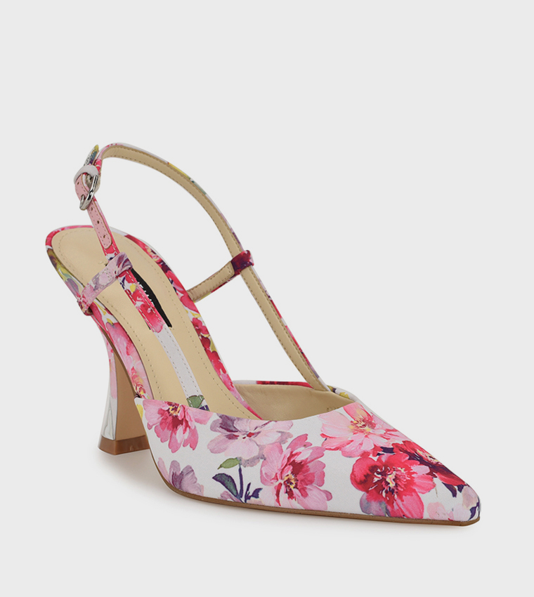 VASSA Floral Print Slingback Pumps
