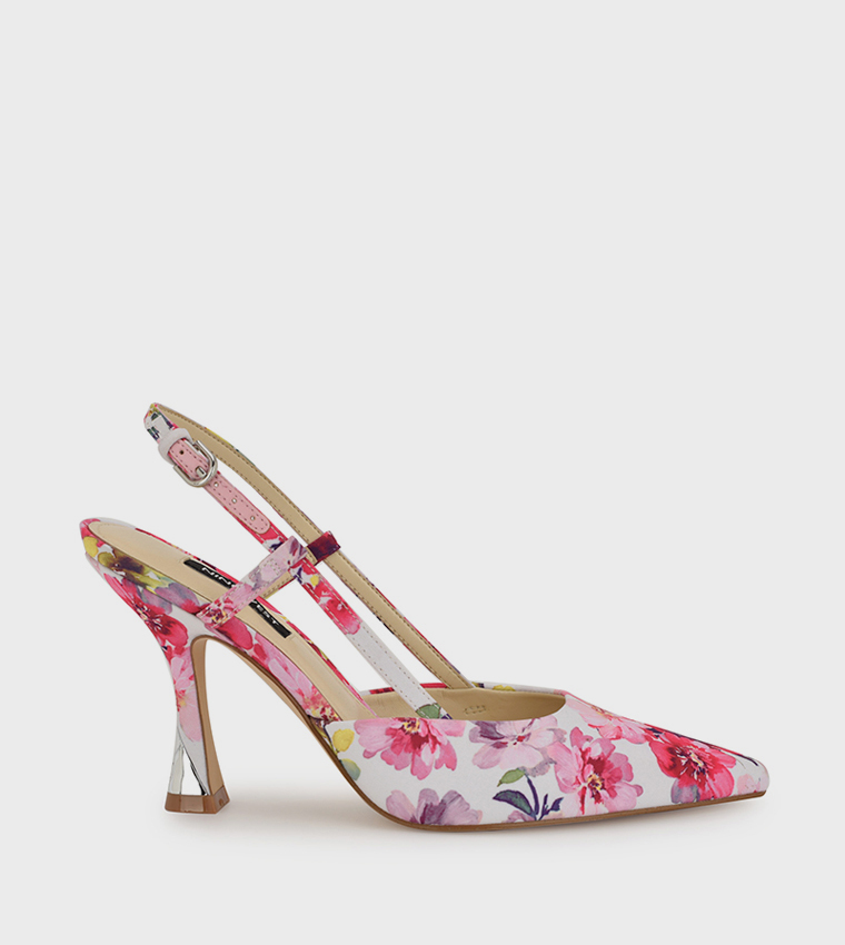 VASSA Floral Print Slingback Pumps