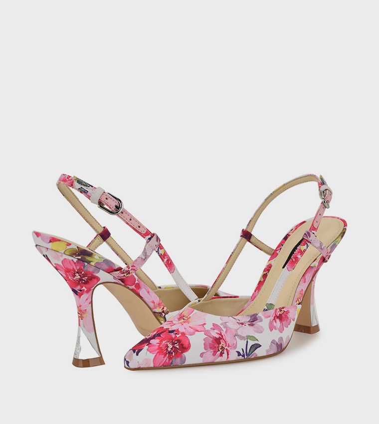 VASSA Floral Print Slingback Pumps