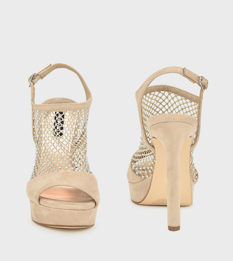WOHMAH Mesh Platform Heel Sandals