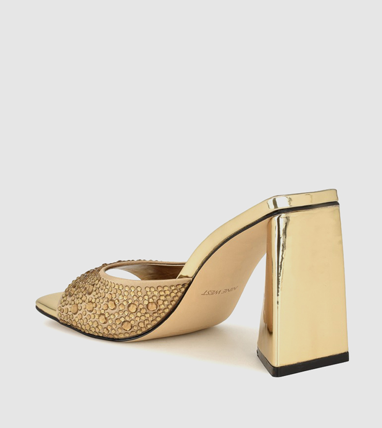YOUGOS-FW Embellished Block Heel Sandals