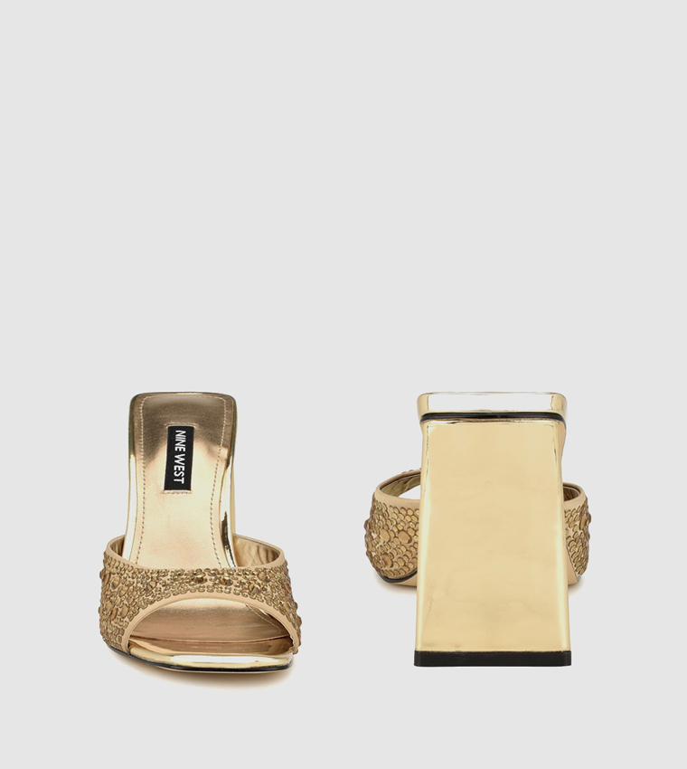 YOUGOS-FW Embellished Block Heel Sandals