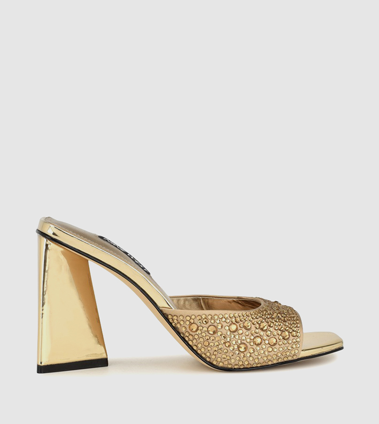 YOUGOS-FW Embellished Block Heel Sandals