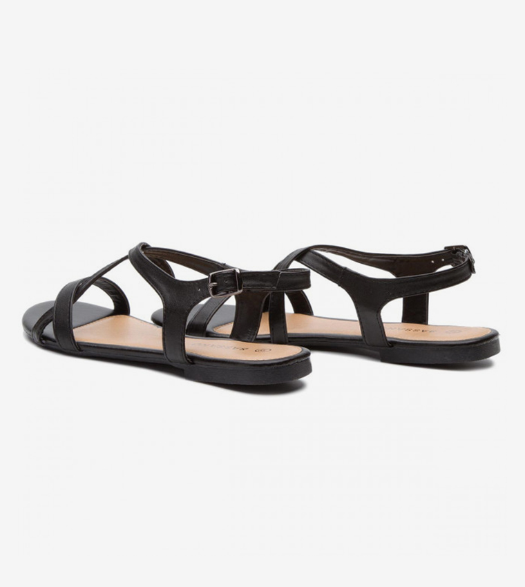 Slingback Cross Strap Buckle Closure Sandals - Black WP01-1549
