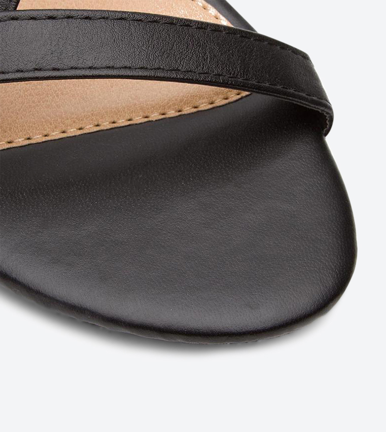 Slingback Cross Strap Buckle Closure Sandals - Black WP01-1549