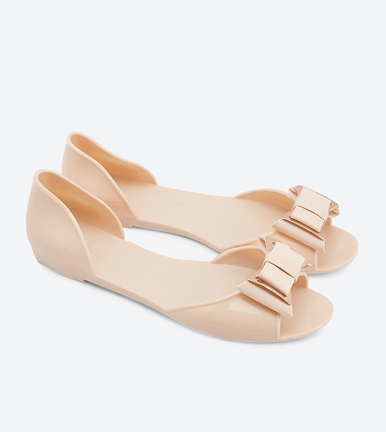 Buy Bassano @ CCC Bow Details Round Toe Flat Sandals Beige In Beige ...