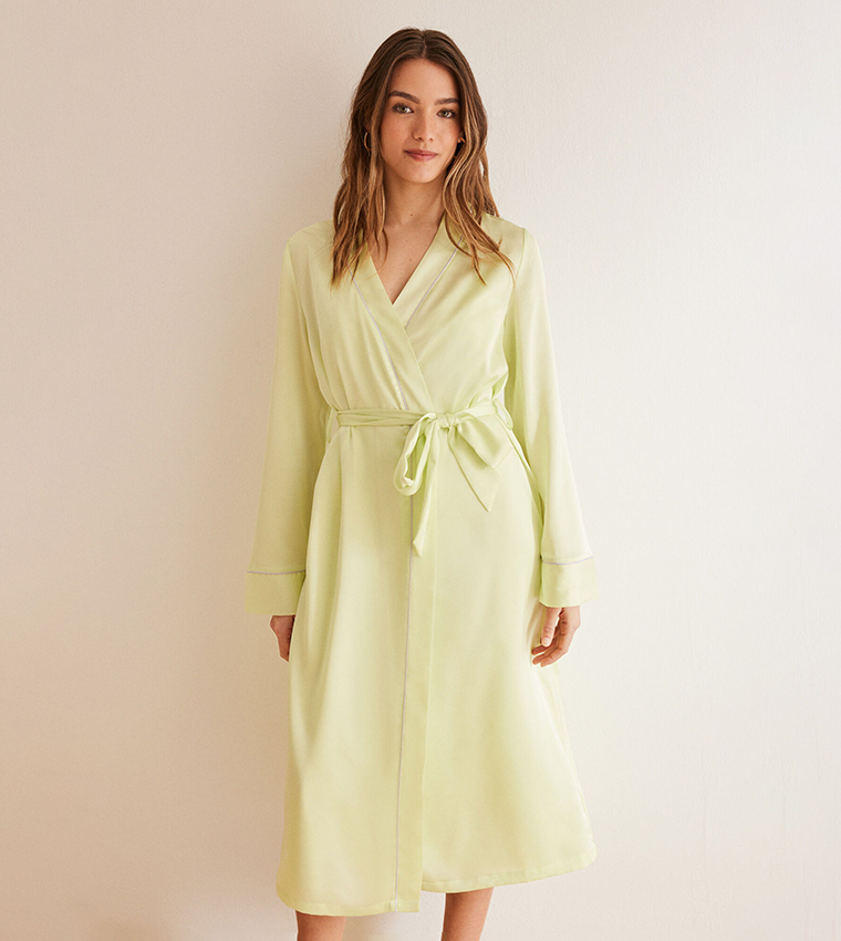 Solid Satin Kimono Robe