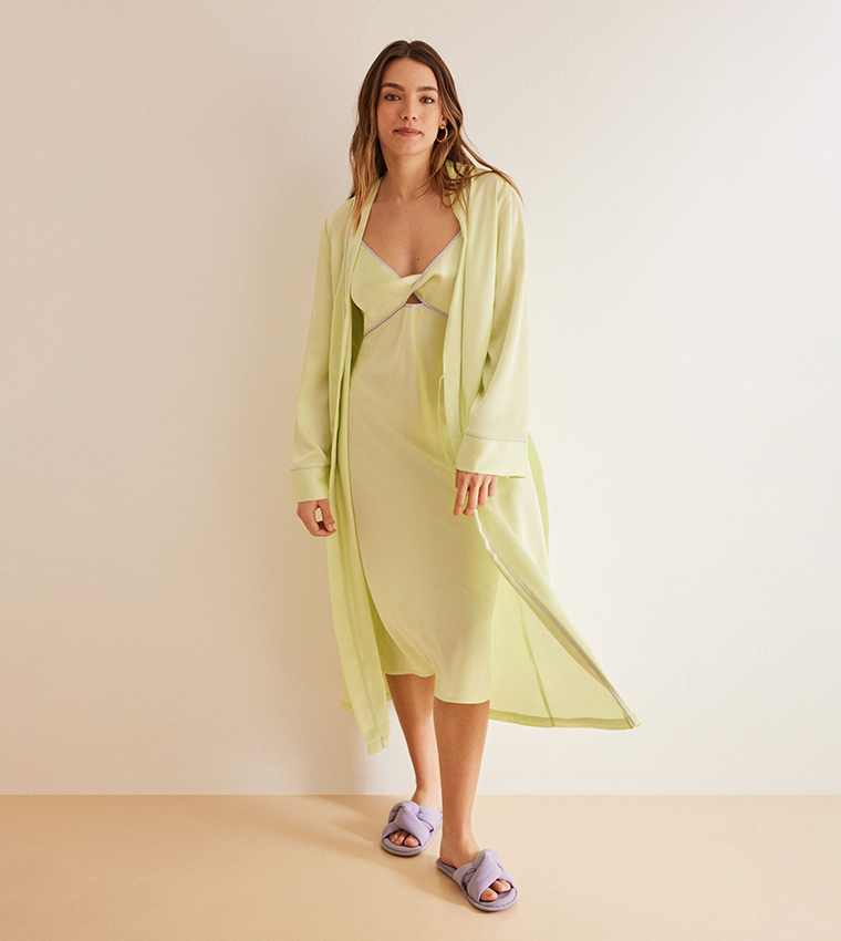 Solid Satin Kimono Robe