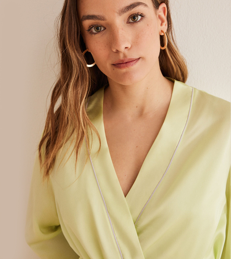 Solid Satin Kimono Robe