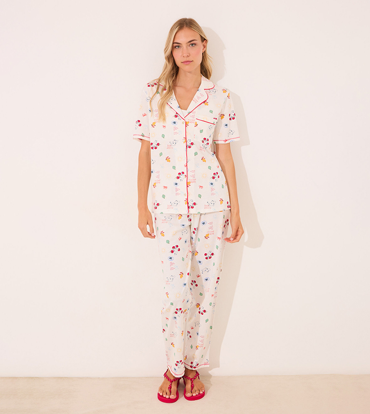 Printed Short Sleeves Pyjama Set