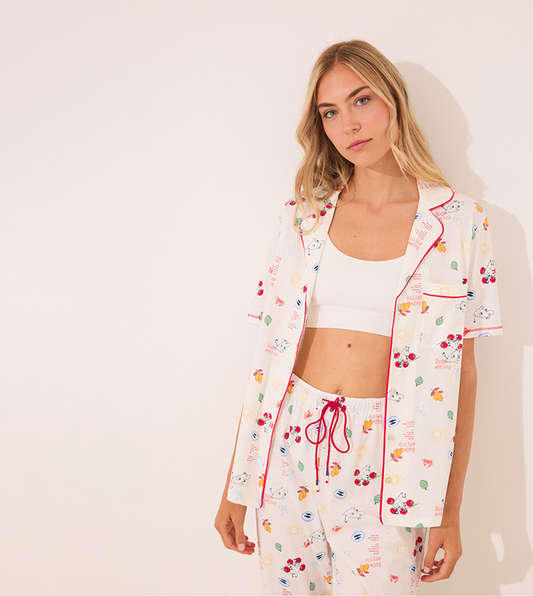 Printed Short Sleeves Pyjama Set