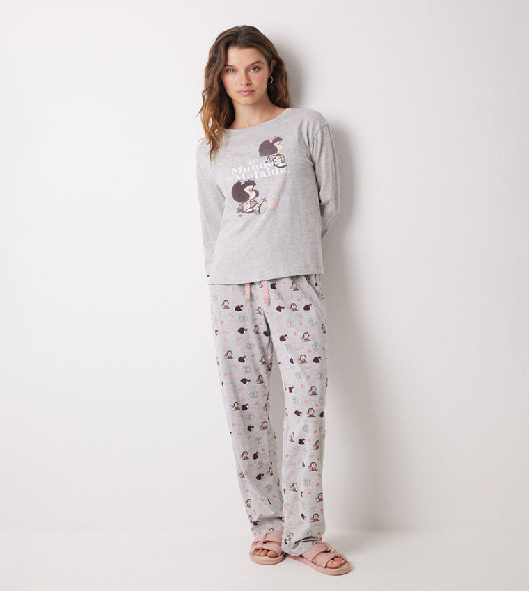 Mafalda Print Long Sleeves Pajama Set