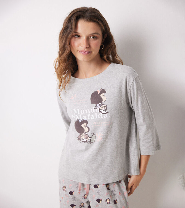 Mafalda Print Long Sleeves Pajama Set