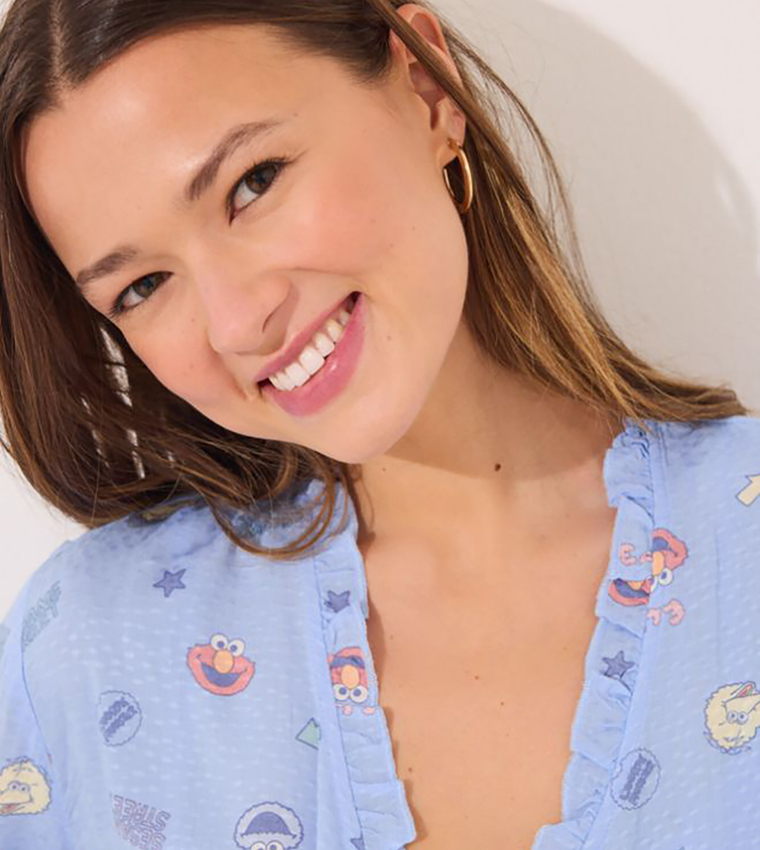 3 Piece Sesame Street Printed Viscose Pyjama Set