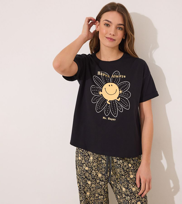 Little Miss Mr. Men Floral Printed Cotton Pyjama Set