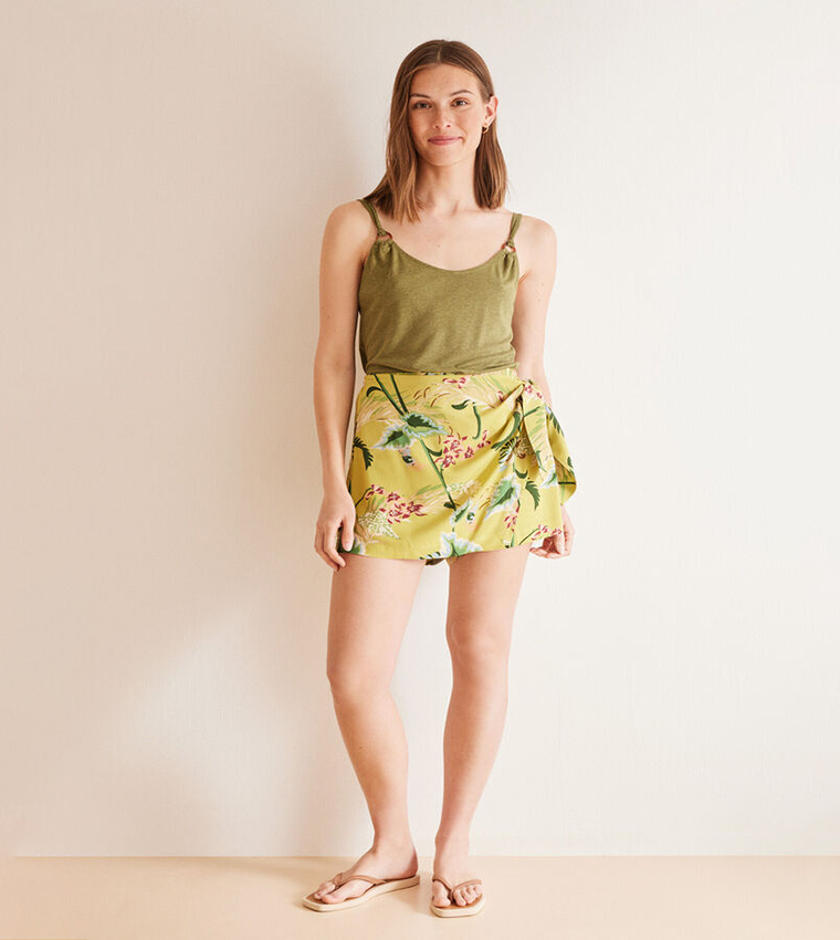 Solid Linen Strappy Sleep Top