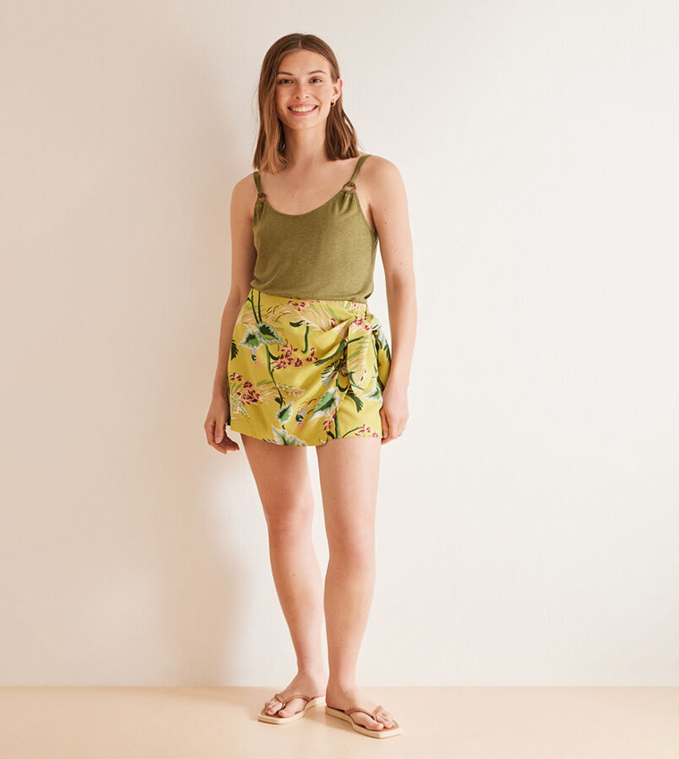 Solid Linen Strappy Sleep Top