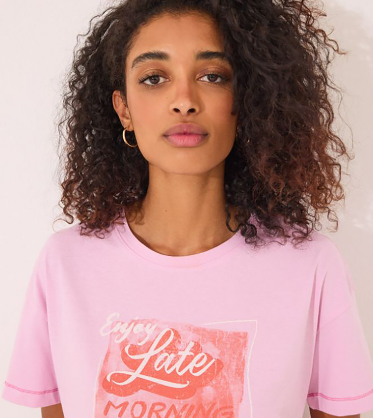 Printed Short Sleeves Cotton Lounge T-Shirt