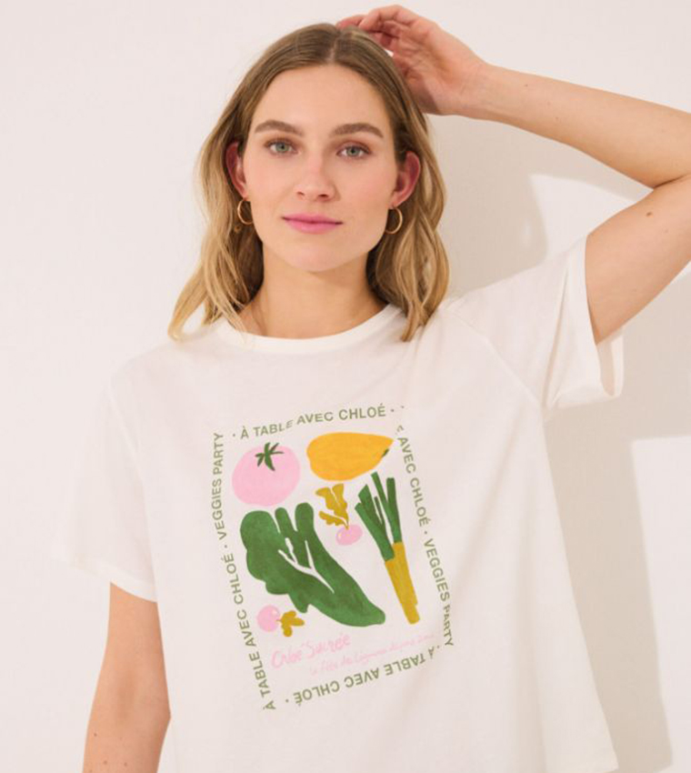 Printed Short Sleeves Cotton Lounge T-Shirt