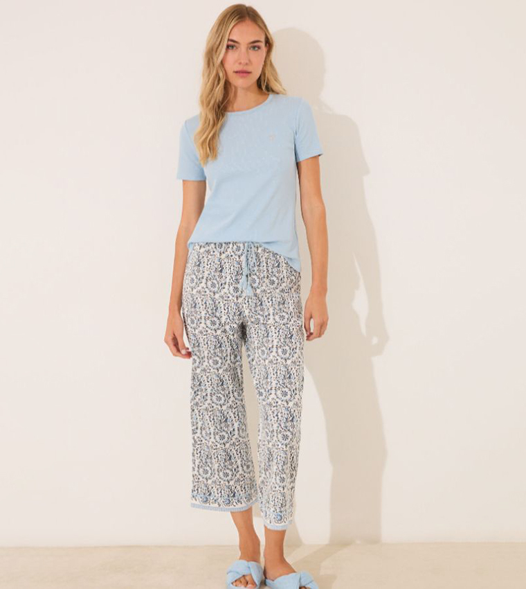 Paisley Cotton Capri Pyjama Set