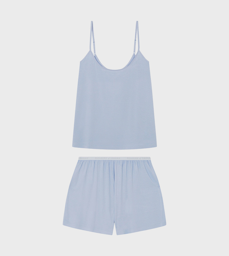Solid Sleeveless Shorty Pyjama Set
