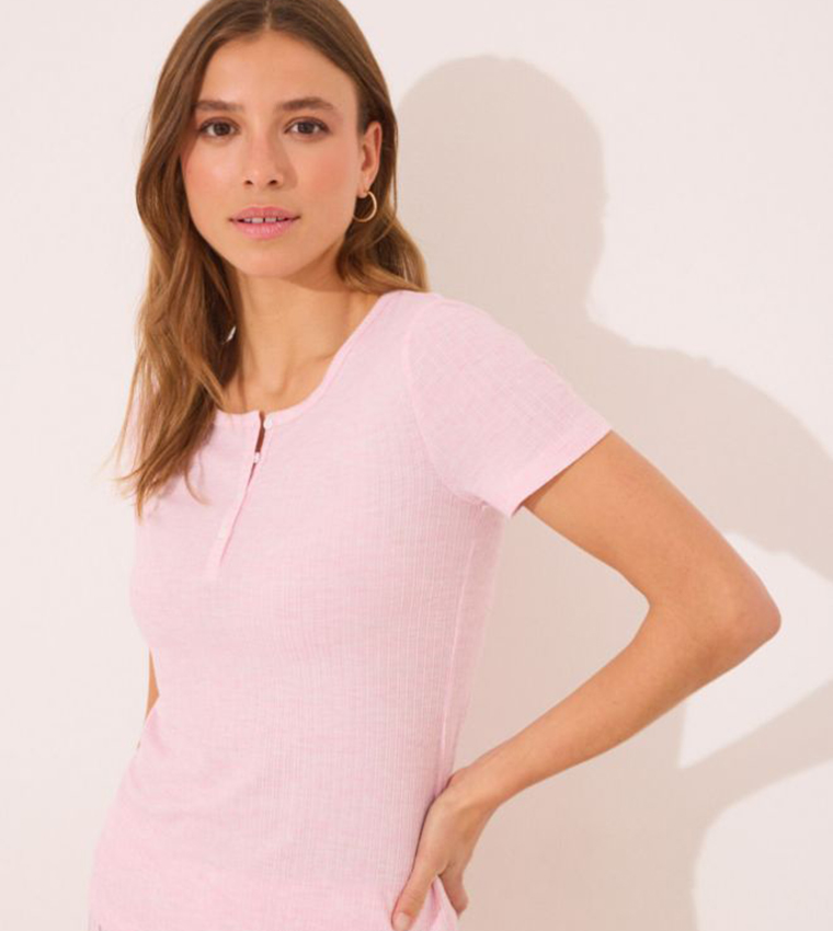Striped Short Sleeves Viscose Pyjama Set