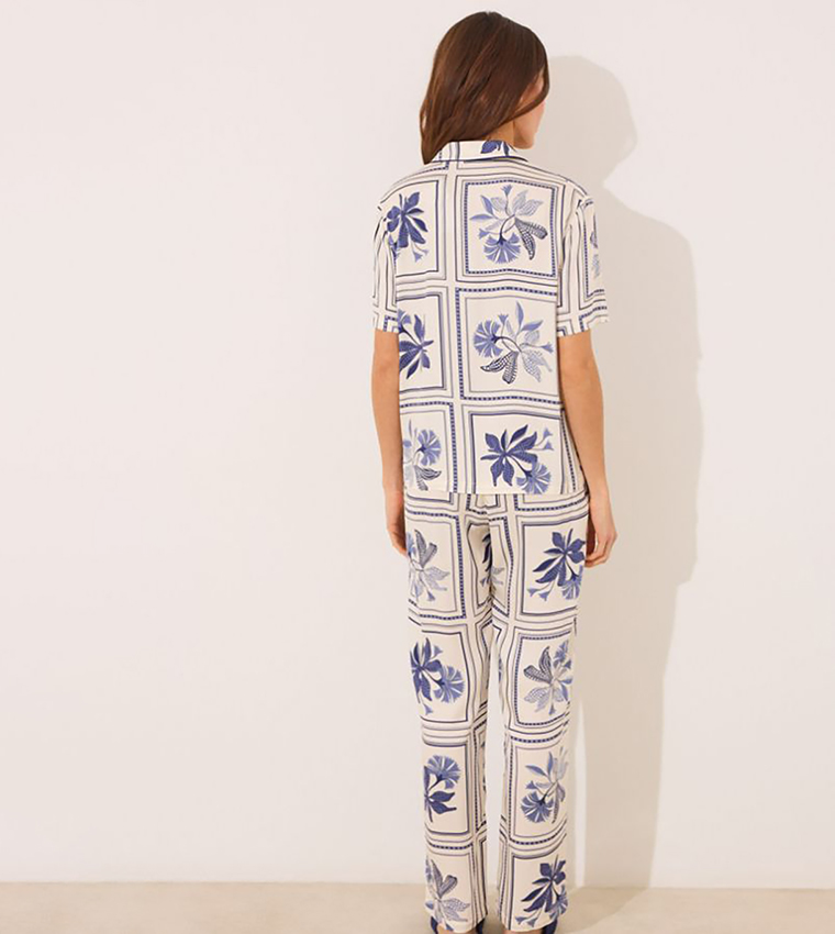 Printed Satin Short Sleeves Pyjama Set