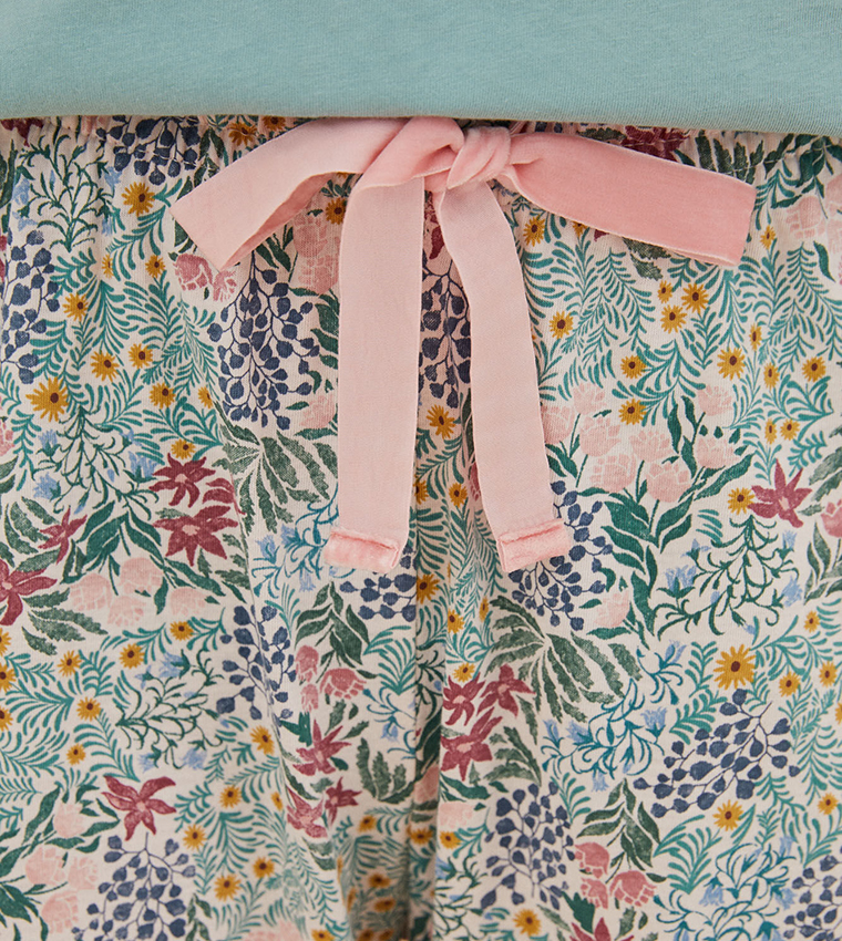 Floral Printed Drawstring Waist Lounge Pants
