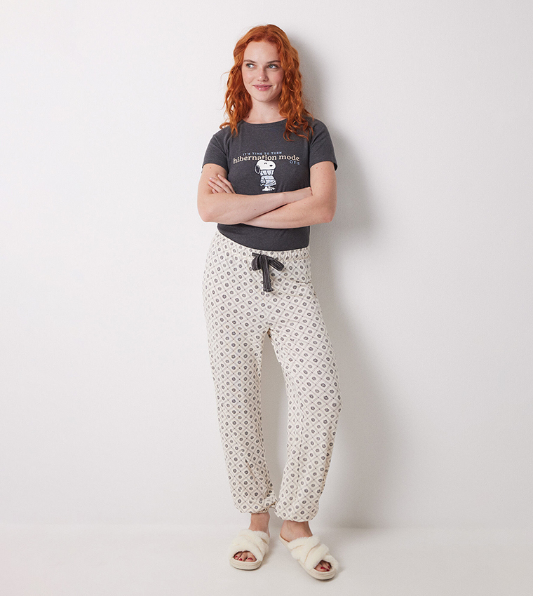 Printed Drawstring Waist Pyjama Pants