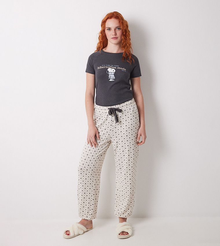 Printed Drawstring Waist Pyjama Pants