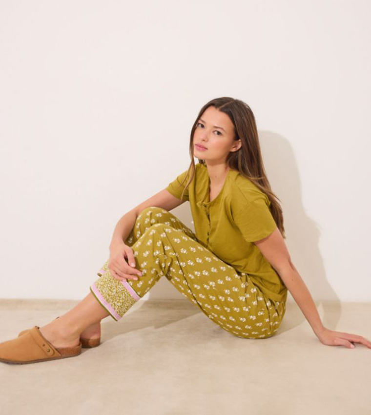 Printed Cotton Lounge Pants