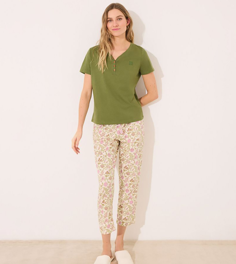 Floral Printed Cotton Lounge Pants