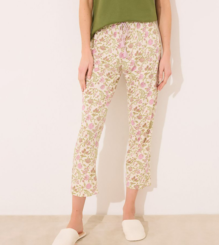 Floral Printed Cotton Lounge Pants