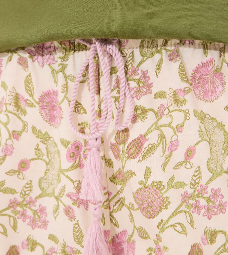 Floral Printed Cotton Lounge Pants