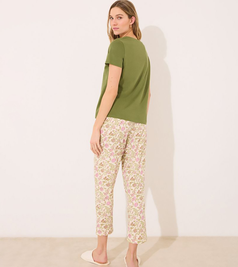Floral Printed Cotton Lounge Pants