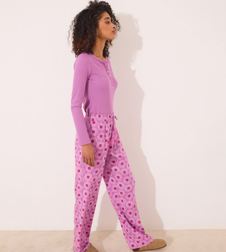 Printed Long Sleeves Viscose Lounge Pants