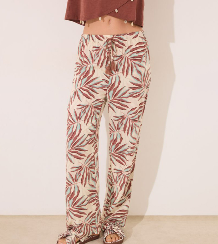 Tropical Printed Viscose Lounge Pants