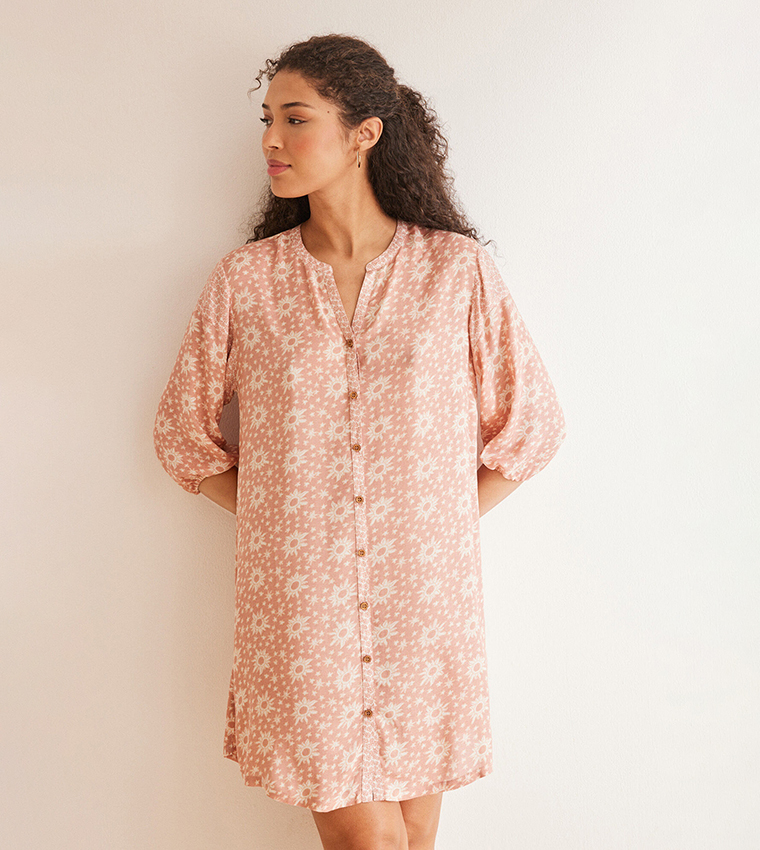 Printed Button Down Nightdress