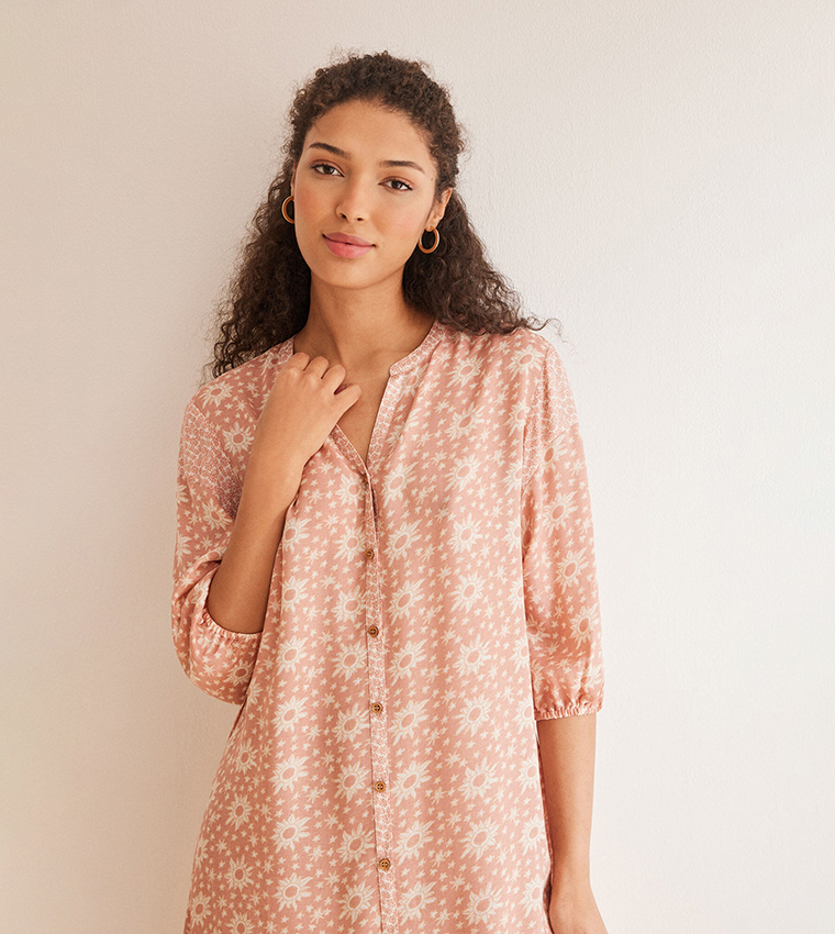 Printed Button Down Nightdress