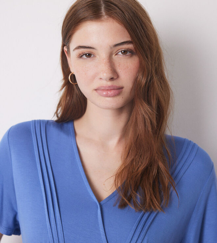 Solid V-Neck Midi Dress
